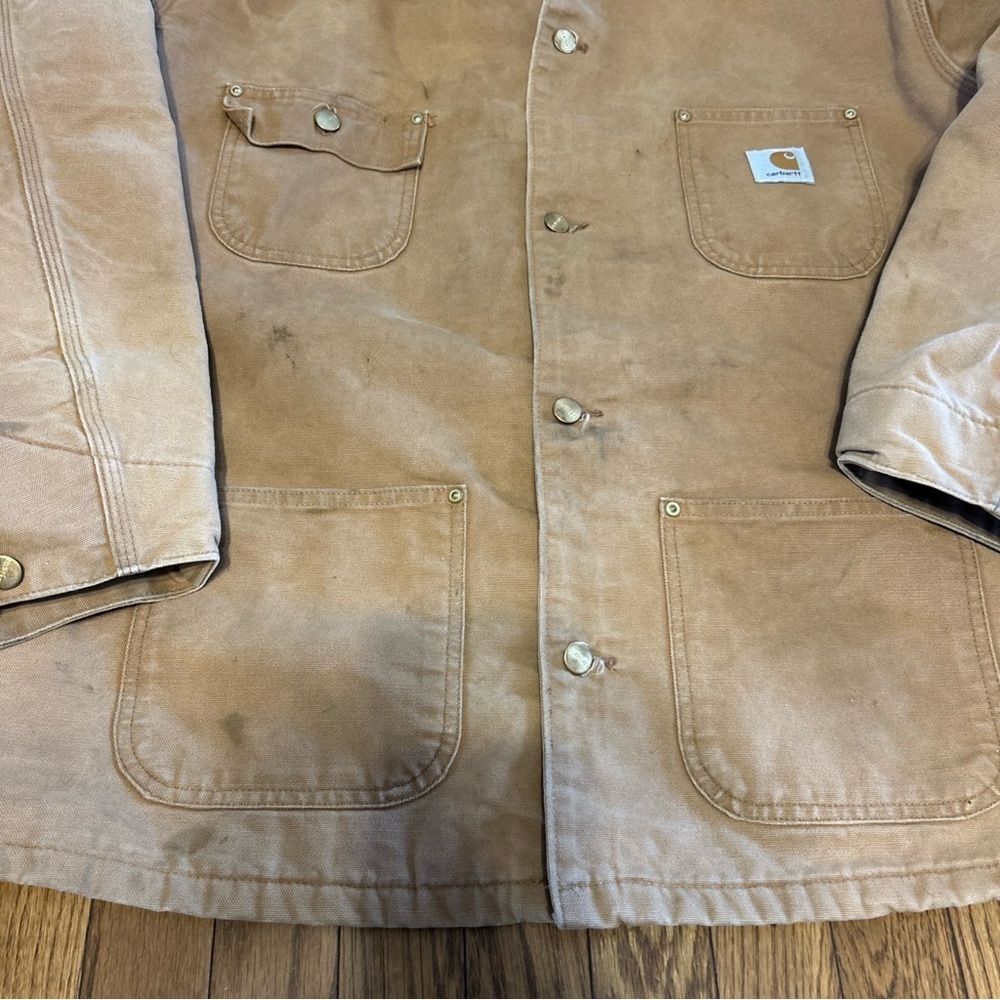 Vintage 90s USA Made Carhartt CO1 BRN Blanket Lined Canvas Chore Coat Sz XL- 2X - Picture 2 of 6